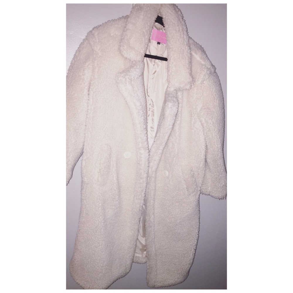 Off White Cream Teddy Long Coat. Worn once!